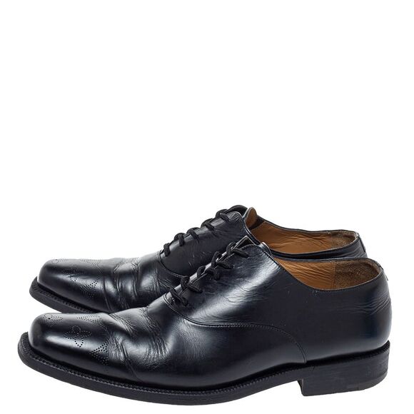 Louis Vuitton Black Leather Wing Tips Lace Up Oxford Size 43 - Picture 4 of 4